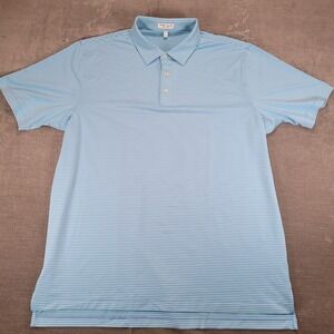 Peter‎ Millar Summer Comfort Mens XXL Blue Stripe Golf Polo Shirt Short Sleeve